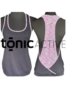 Tonic Active Black/Pink-Multi Racer Back Tank (M)